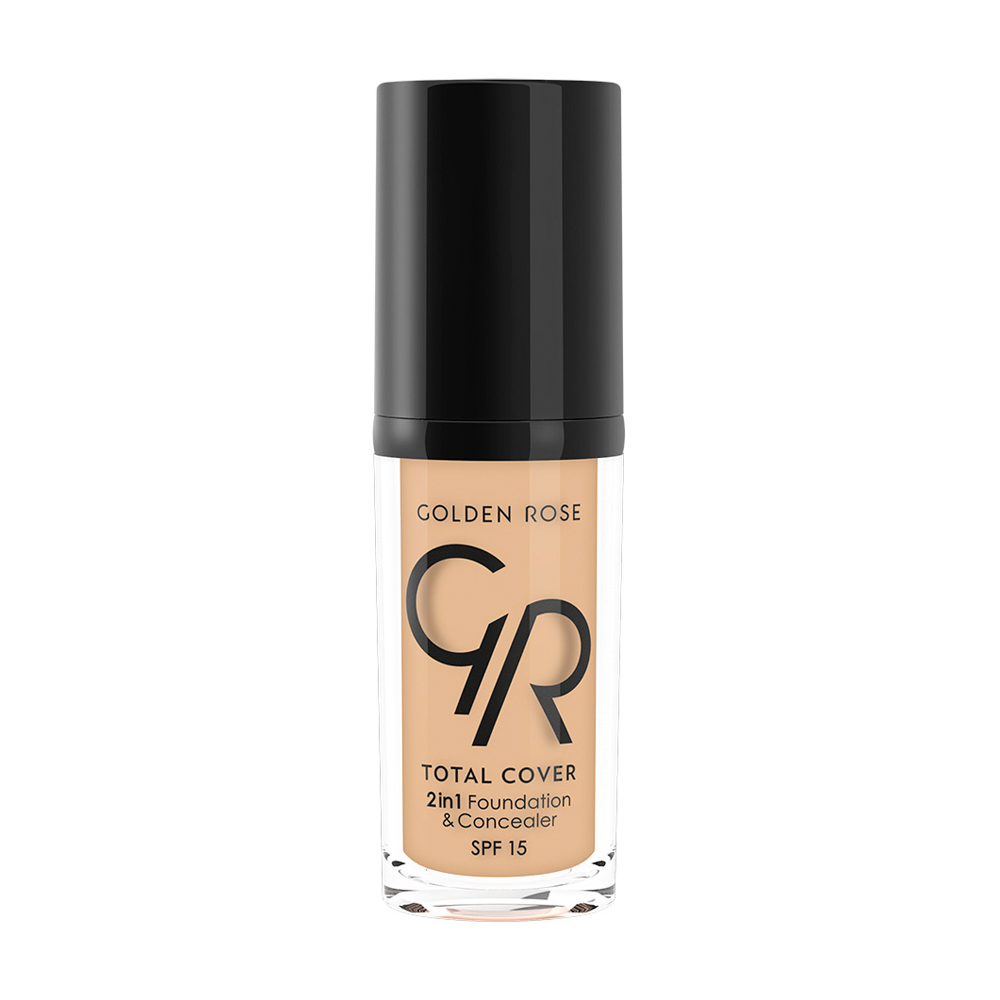Тональний крем-коректор для обличчя Golden Rose Total Cover 2in1 Foundation &amp; Concealer SPF 15, 03 Almond, 30 мл