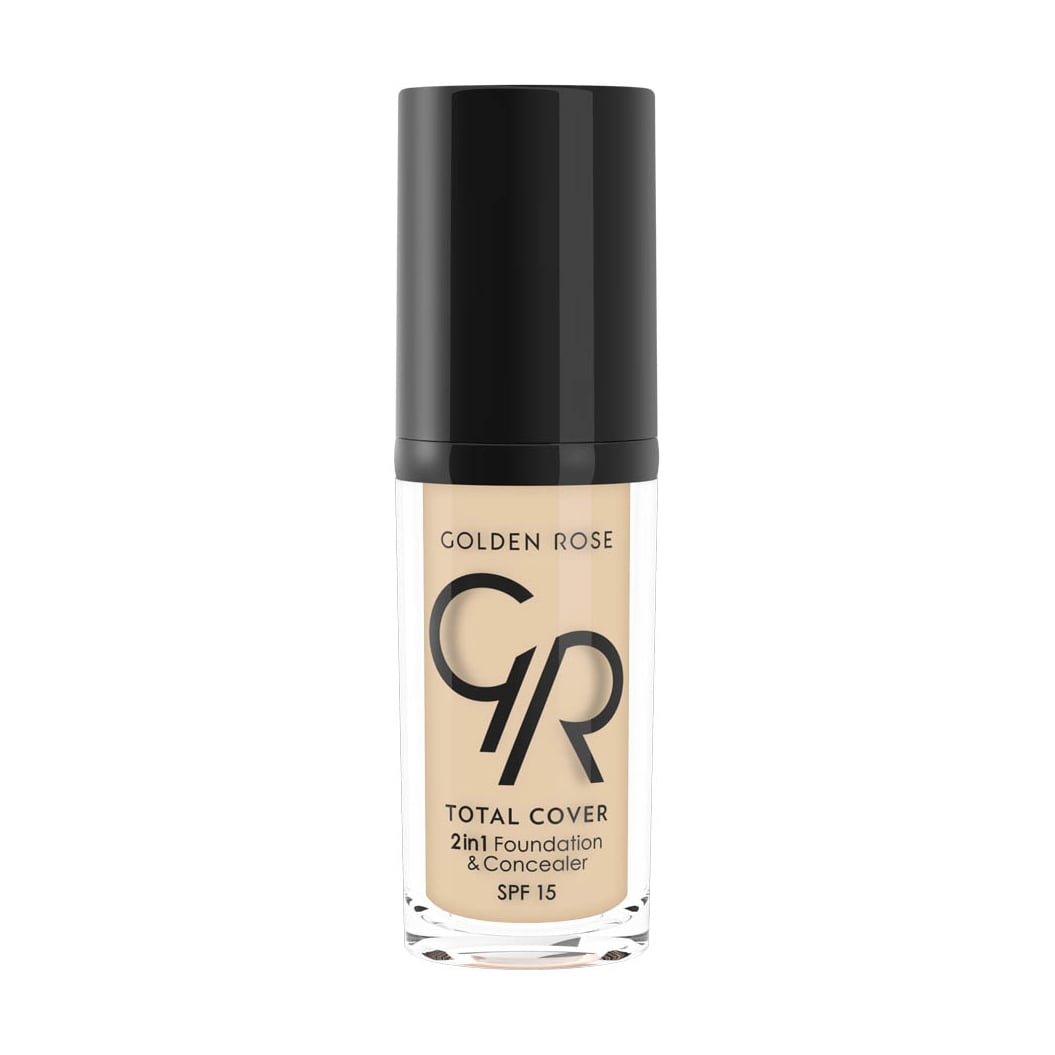 Тональний крем-коректор для обличчя Golden Rose Total Cover 2in1 Foundation &amp; Concealer SPF 15, 01 Porcelain, 30 мл